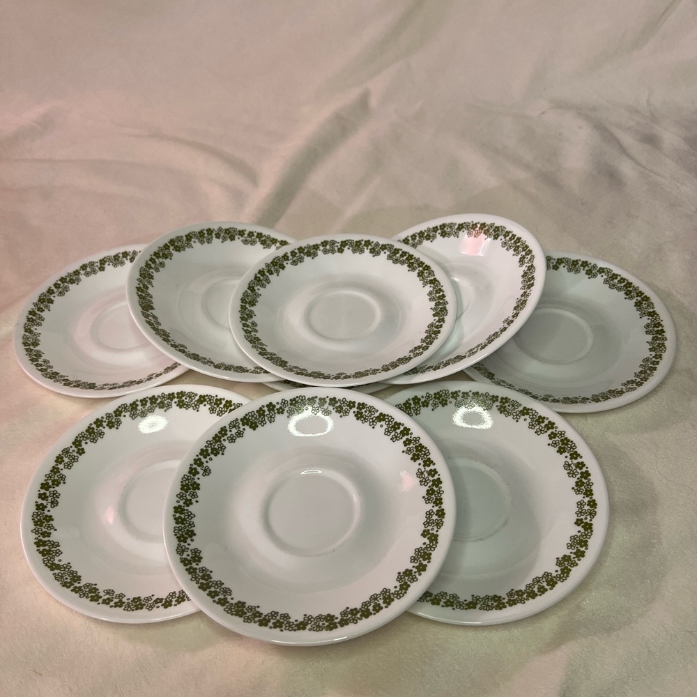 Corelle Green Crazy Daisy/Spring Blossom Teacup Saucers Saucers only set of 12